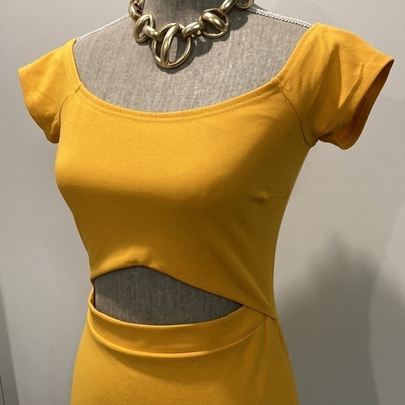 Revamped Mustard Yellow Cut-Out Dress Large - Picture 9 of 13
